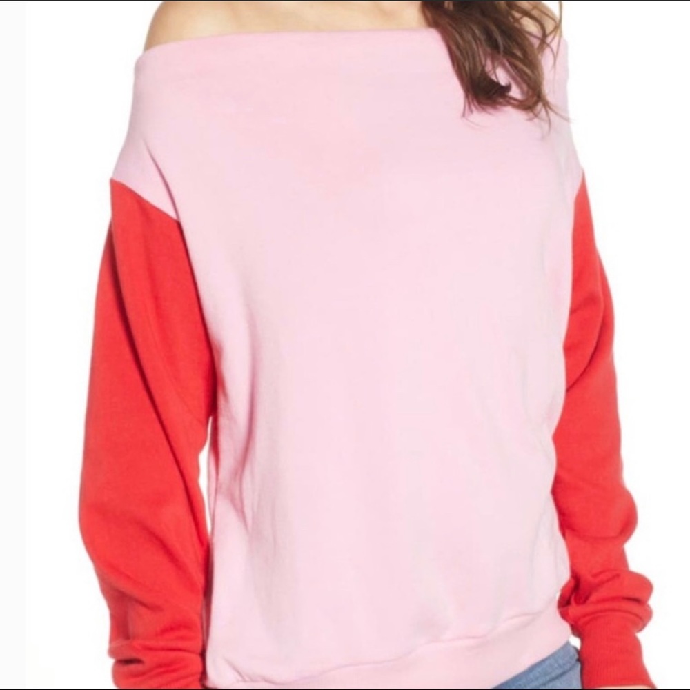 💞❤️🌹🌷BP pink and red off the shoulder oversized cotton sweater